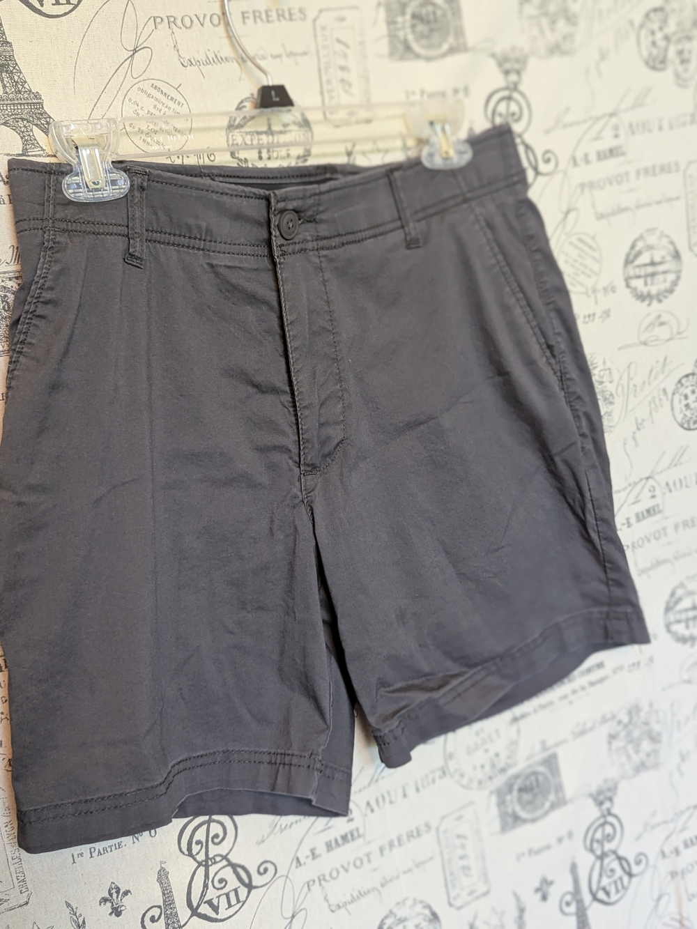 Lee Men's Charcoal Flat-Front Stretch Canvas Shorts - Size 32